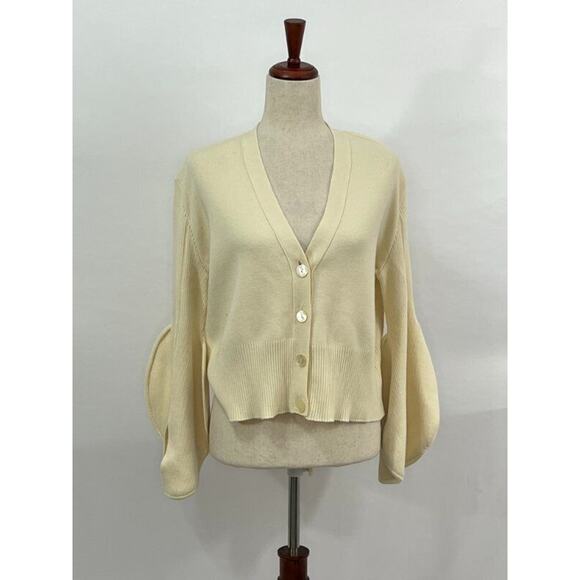 AKIRANAKA Sz 3 M L Ivory Cream Cardigan Sweater Wool Blend Japan - Picture 10 of 11